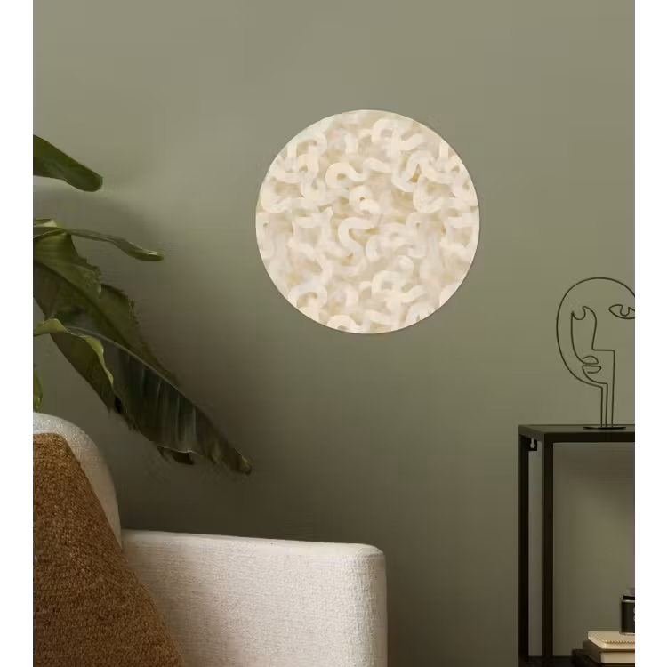 Abstract - Lijnen - Beige Wandcirkel behangsticker klein 186 -sfeer2