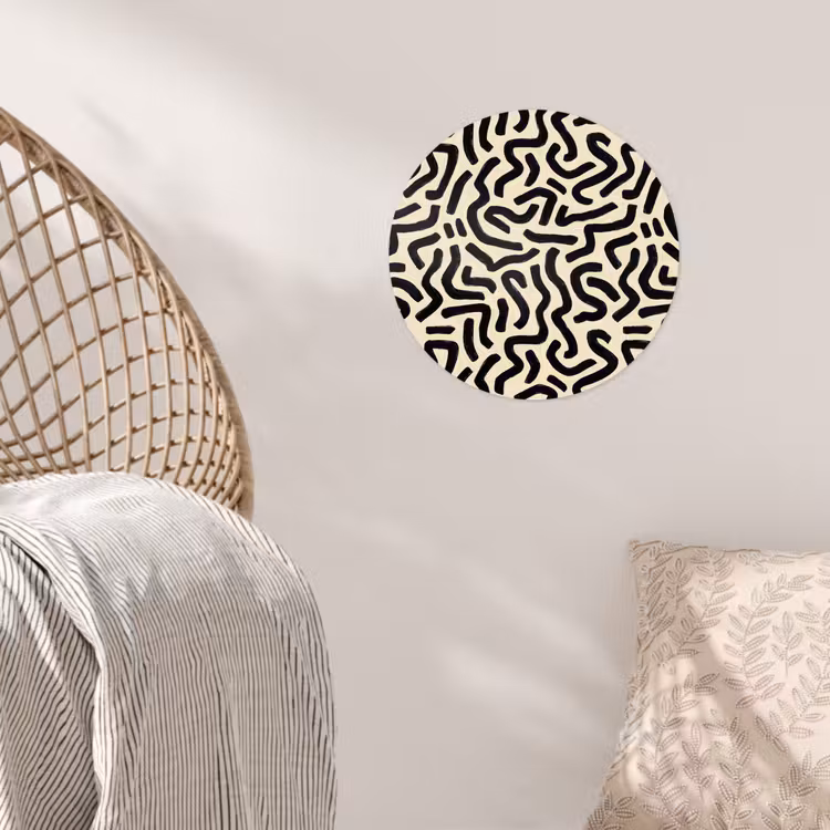 Abstract - Lijnen - Zwart Wandcirkel behangsticker klein 186 -sfeer4