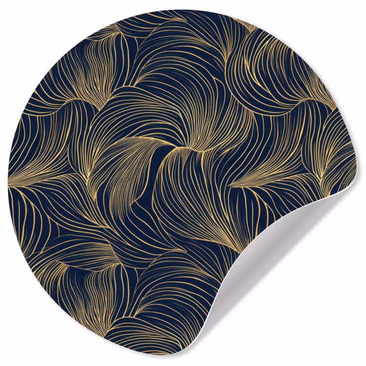 Abstract - Lijnen - Blauw - Goud Wandcirkel behangsticker klein 186 -3d