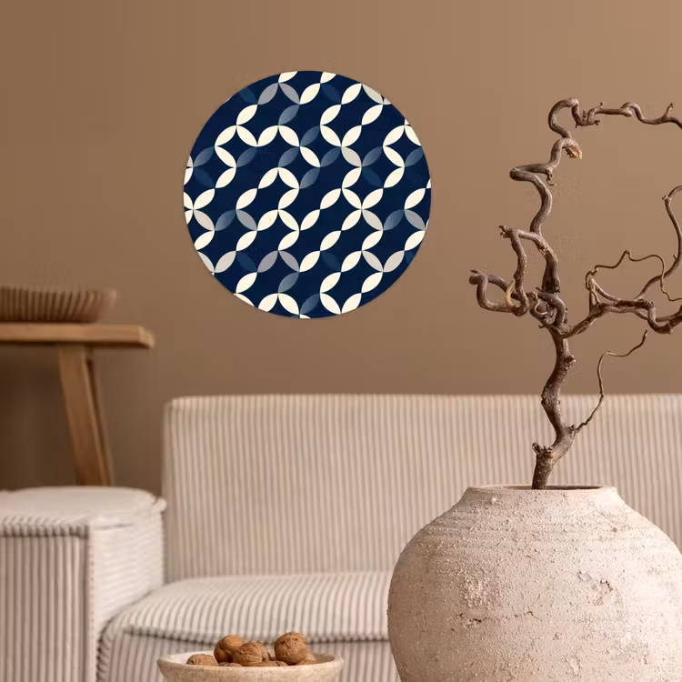 Abstract - Patroon - Blauw Wandcirkel behangsticker klein 186 -sfeer1