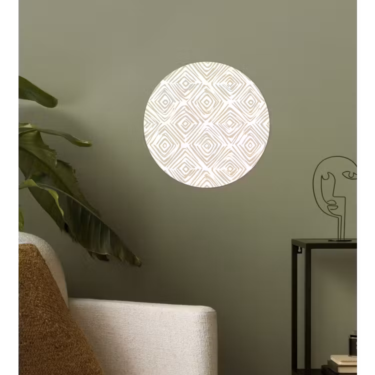 Abstract - Ruit - Beige Wandcirkel behangsticker klein 186 -sfeer2