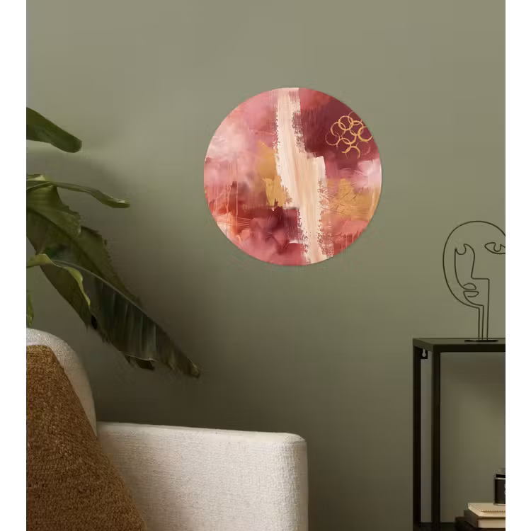 Abstract - Rood - Goud - Modern - Kunst Wandcirkel behangsticker klein -sfeer2