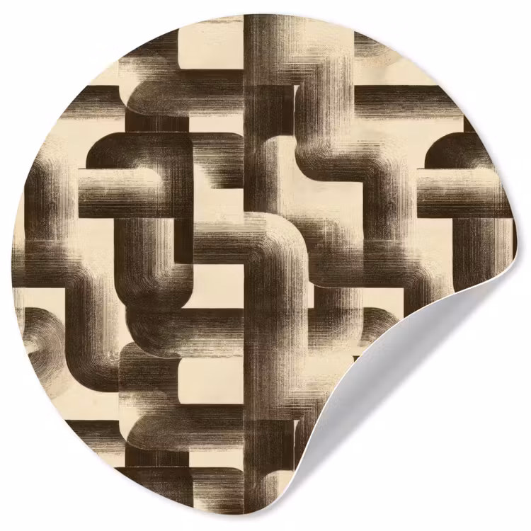 Abstract - Retro - Zwart Wandcirkel behangsticker klein 186 -3d