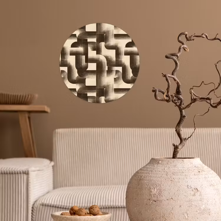 Abstract - Retro - Zwart Wandcirkel behangsticker klein 186 -sfeer1