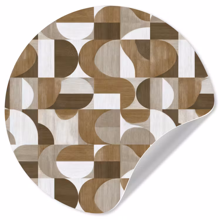 Abstract - Retro - Bruin Wandcirkel behangsticker klein 186 -3d