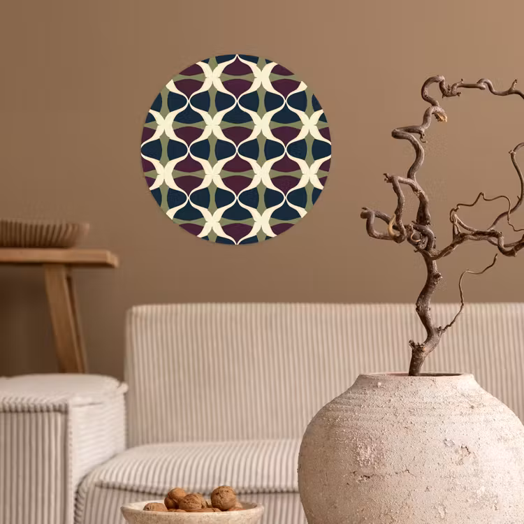 Abstract - Retro - Kleurrijk Wandcirkel behangsticker klein 186 -sfeer1