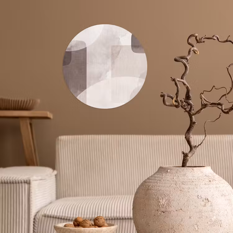 Wallpaper Circle - Abstract Shapes - Beige - Abstracte vormen - Beige Wandcirkel behangsticker klein