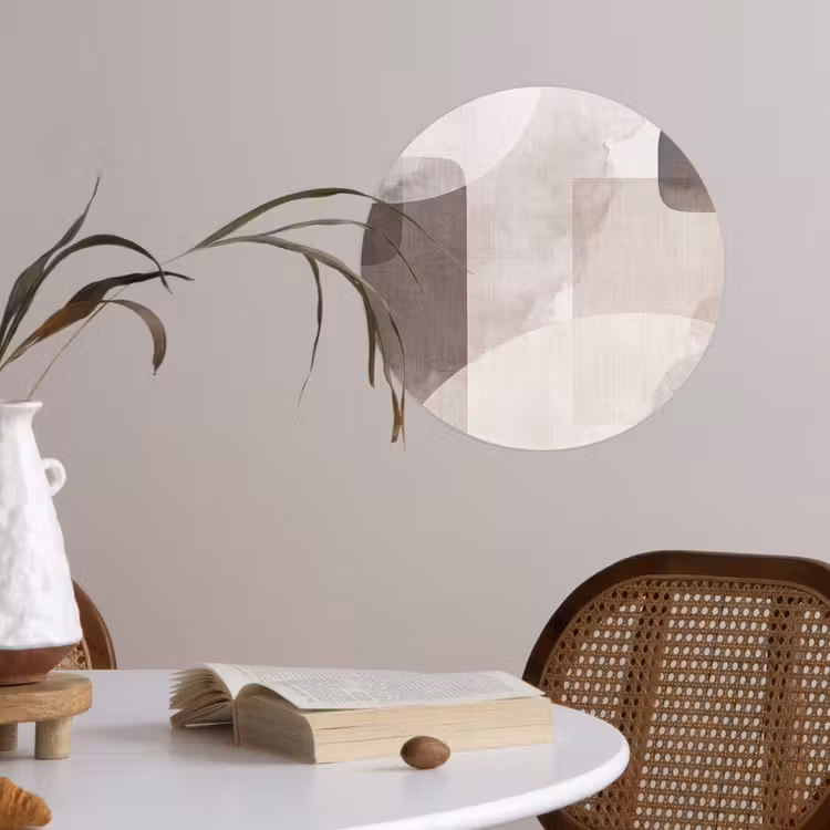 Wallpaper Circle - Abstract Shapes - Beige - Abstracte vormen - Beige Wandcirkel behangsticker klein