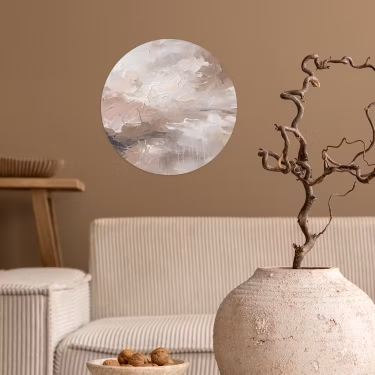 Abstract - Textuur - Kunst - Modern - Beige Wandcirkel behangsticker klein -sfeer1