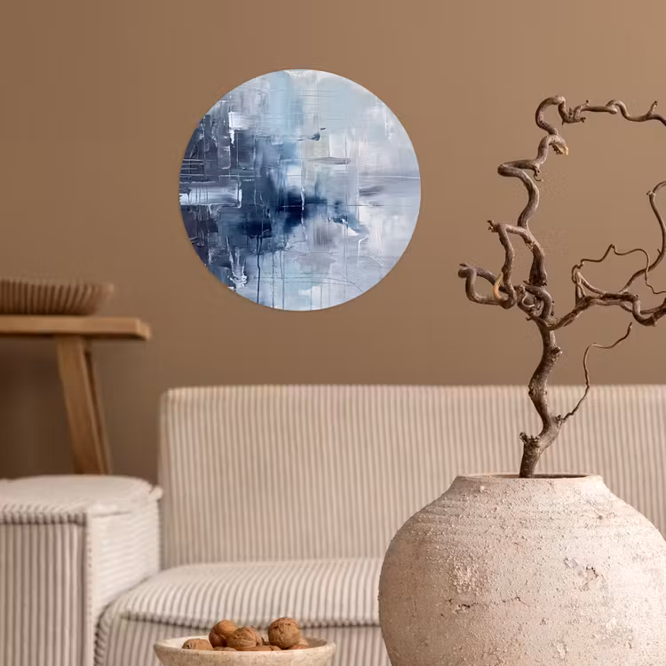 Abstract - Textuur - Kunst - Modern - Blauw Wandcirkel behangsticker klein -sfeer1