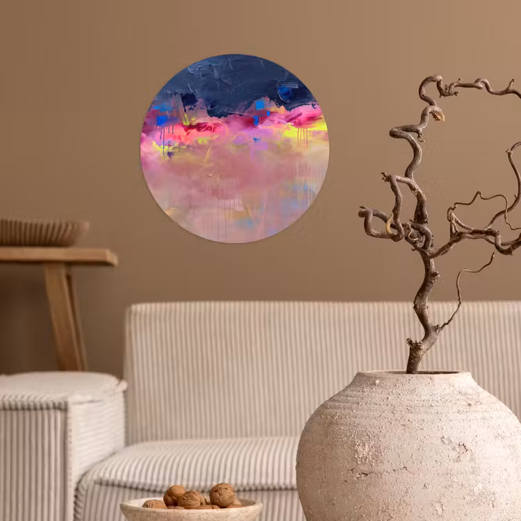 Abstract - Textuur - Kleuren - Modern - Roze Wandcirkel behangsticker klein -sfeer1