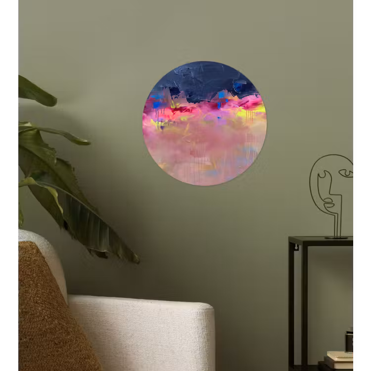 Abstract - Textuur - Kleuren - Modern - Roze Wandcirkel behangsticker klein -sfeer2