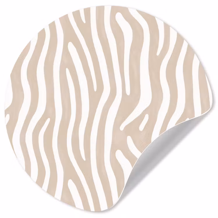 Abstract - Zebra - Beige Wandcirkel behangsticker klein 186 -3d