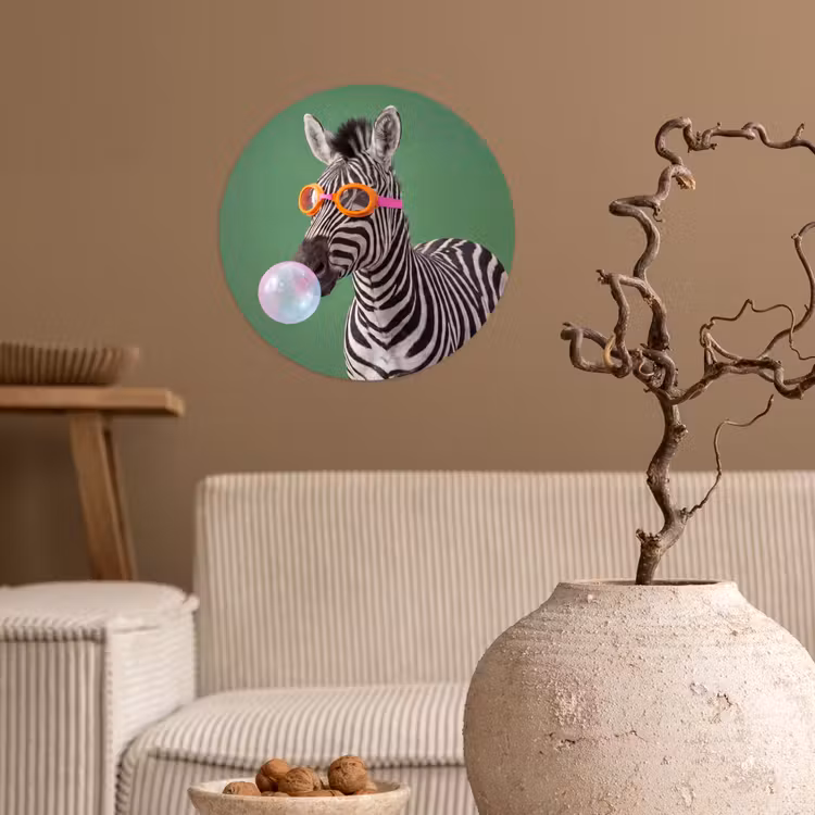 Dier - Bril - Bel - Modern - Groen Wandcirkel behangsticker klein -sfeer1