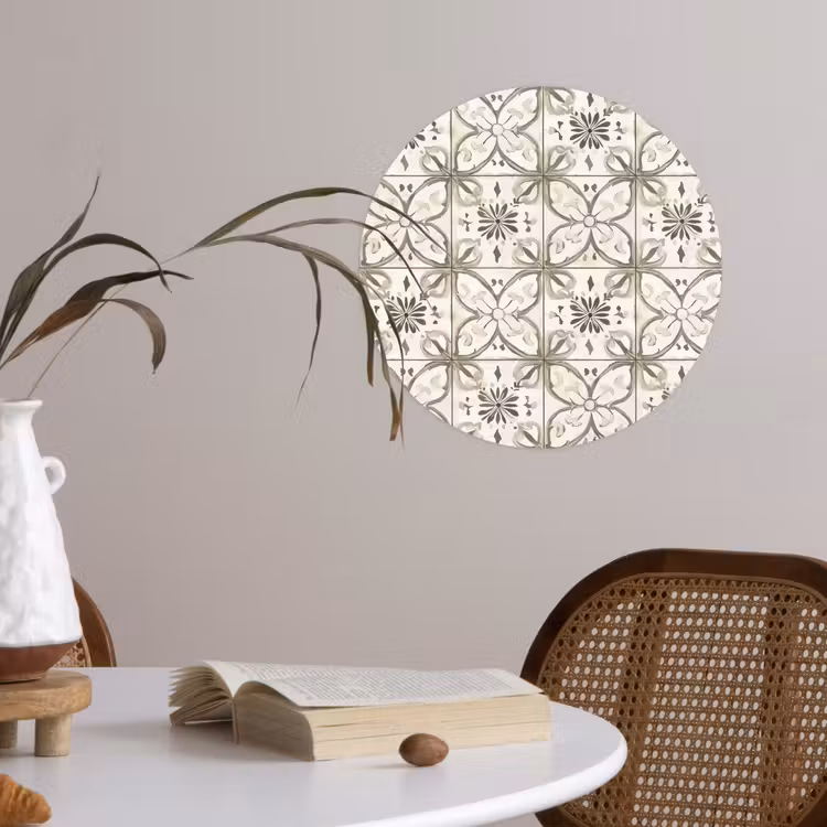 Antiek - Tegel - Beige Wandcirkel behangsticker klein 186 -sfeer3