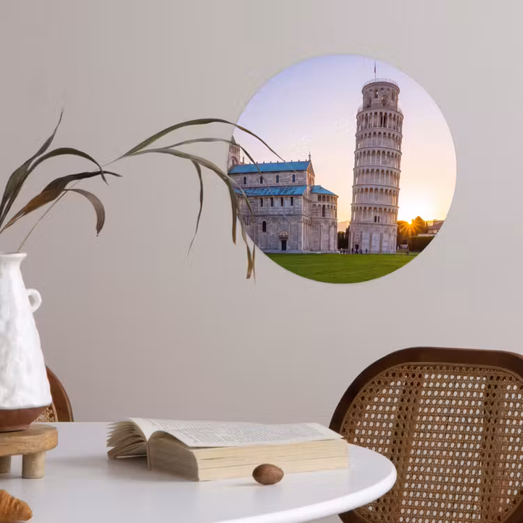 Architectuur - Toren - Pisa - Italië - Zonsondergang Wandcirkel behangsticker klein -sfeer3
