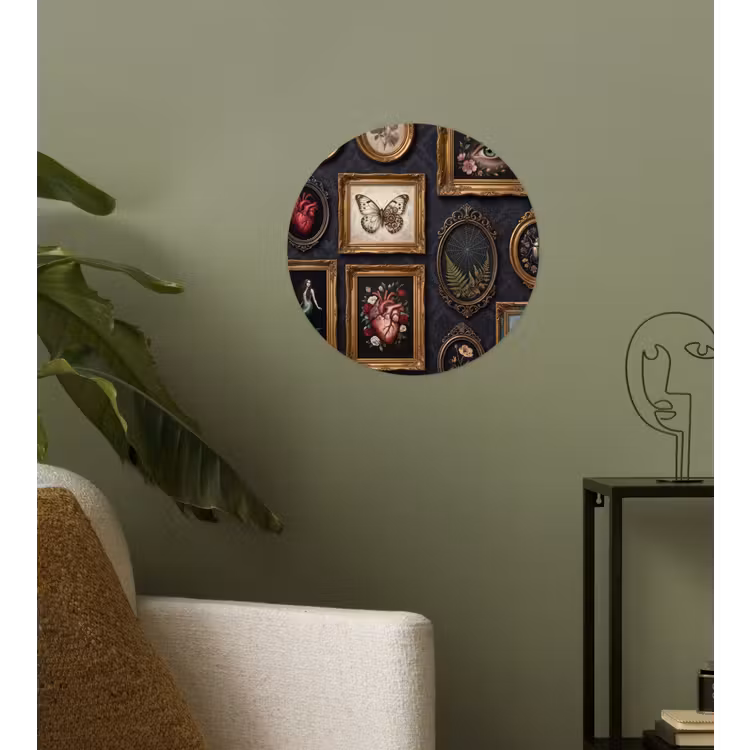 Kunst - Collectie - Vintage - Klassiek - Donker Wandcirkel behangsticker klein -sfeer2