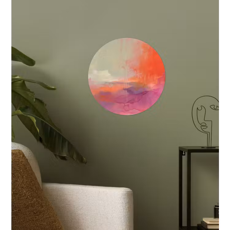 Kunst - Vloeiend - Overgangen - Oranje Wandcirkel behangsticker klein -sfeer2
