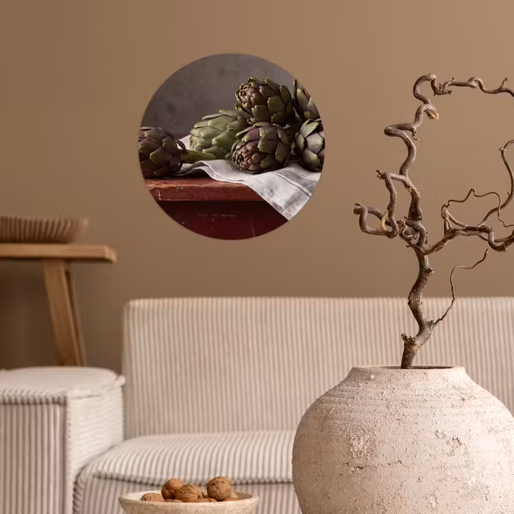 Wallpaper Circle - Artichoke - Food - Rustic - Artisjok - Eten - Rustiek Wandcirkel behangsticker klein