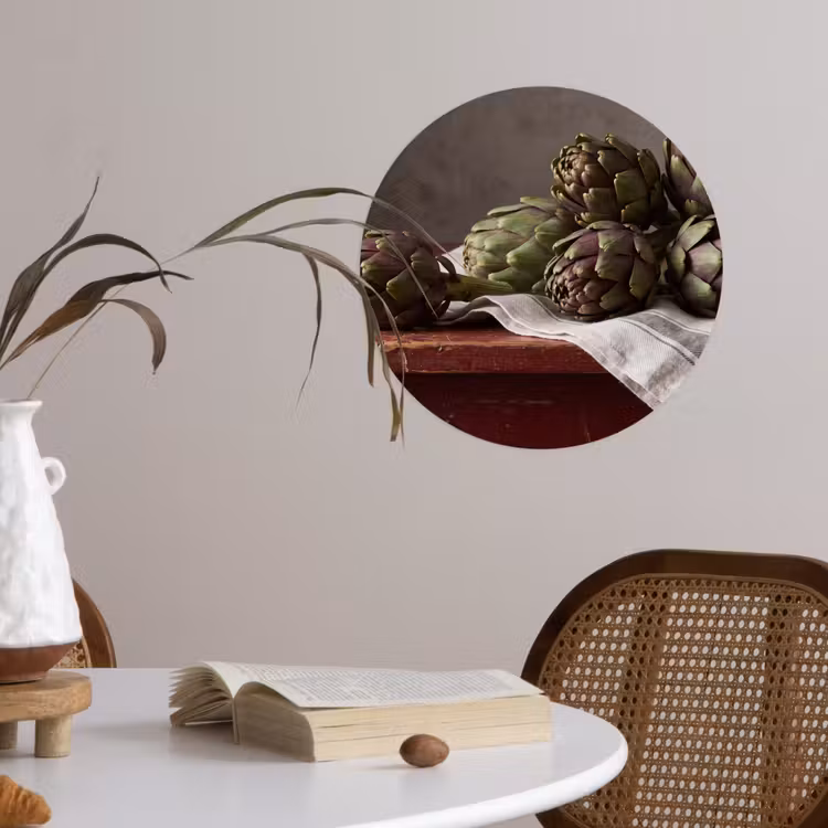 Wallpaper Circle - Artichoke - Food - Rustic - Artisjok - Eten - Rustiek Wandcirkel behangsticker klein