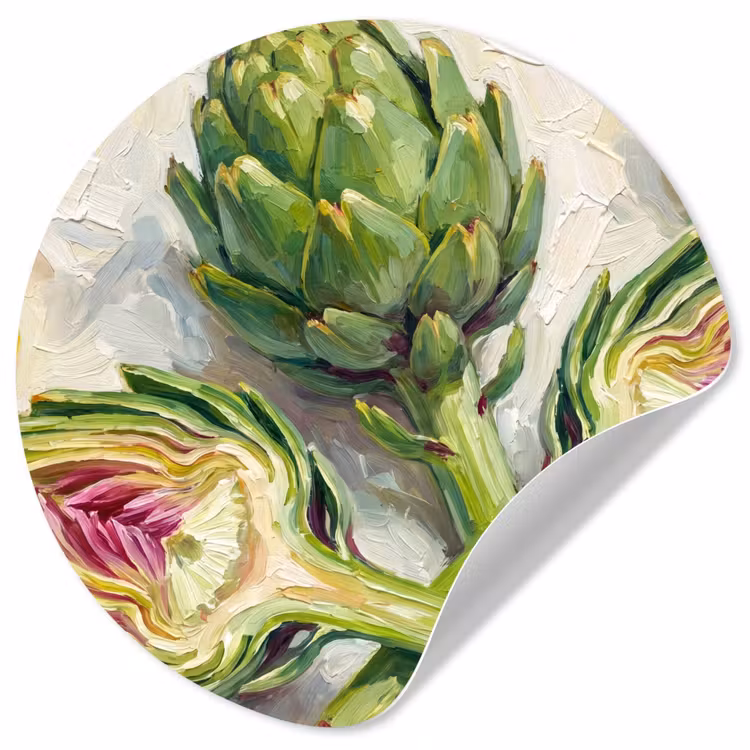Wallpaper Circle - Artichoke - Lemon - Food - Artisjok - Citroen - Eten Wandcirkel behangsticker klein