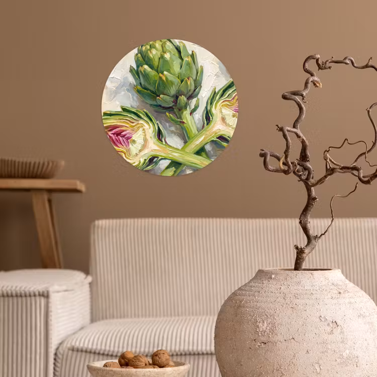 Wallpaper Circle - Artichoke - Lemon - Food - Artisjok - Citroen - Eten Wandcirkel behangsticker klein