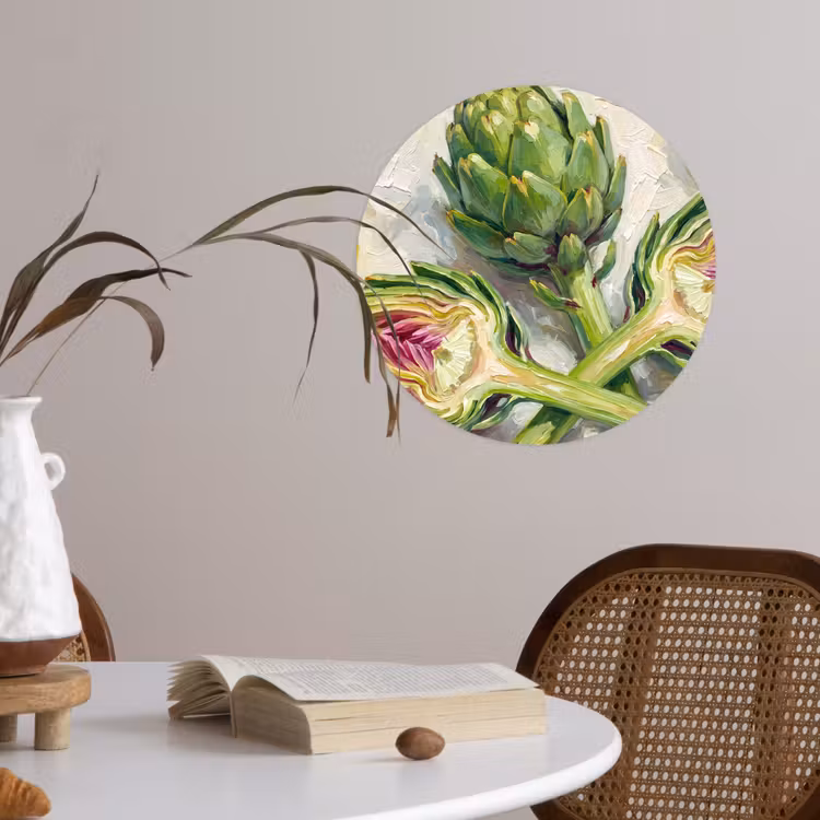 Wallpaper Circle - Artichoke - Lemon - Food - Artisjok - Citroen - Eten Wandcirkel behangsticker klein