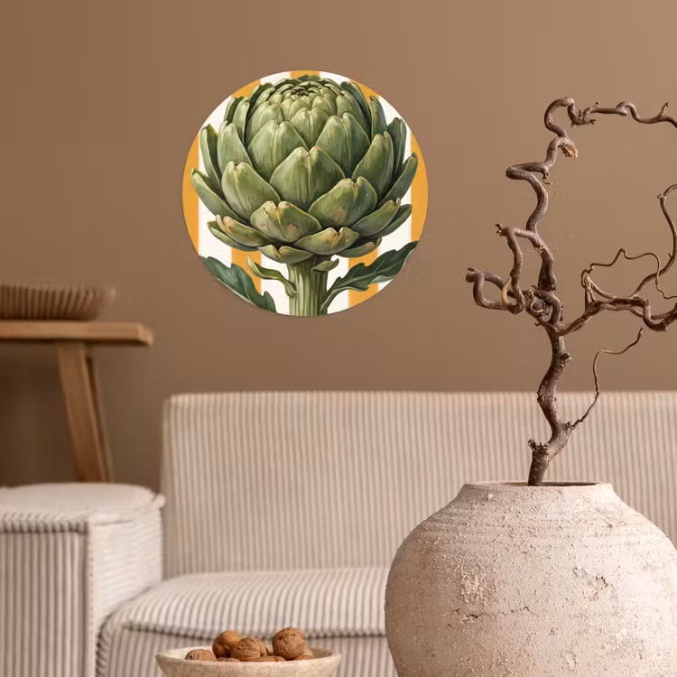 Wallpaper Circle - Artichoke - Modern - Vegetable - Artisjok - Modern - Groente Wandcirkel behangsticker klein