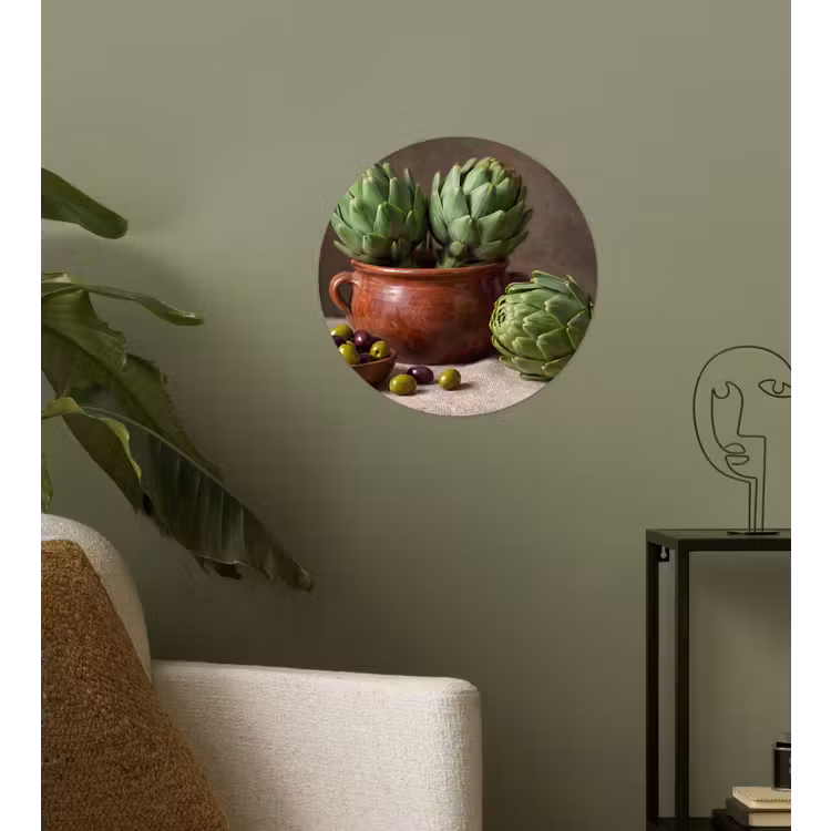 Wallpaper Circle - Artichokes - Olives - Food - Artisjokken - Olijven - Eten Wandcirkel behangsticker klein