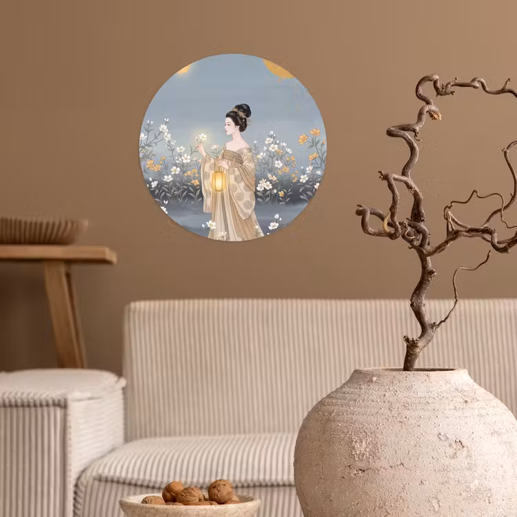 Aziatisch - Vrouw - Kimono Wandcirkel behangsticker klein -sfeer1