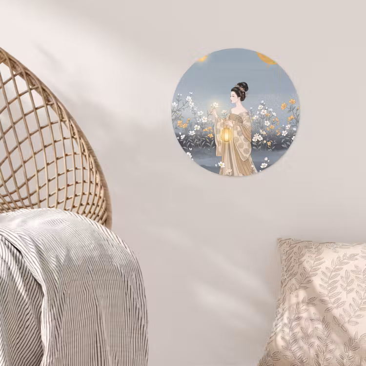 Aziatisch - Vrouw - Kimono Wandcirkel behangsticker klein -sfeer4