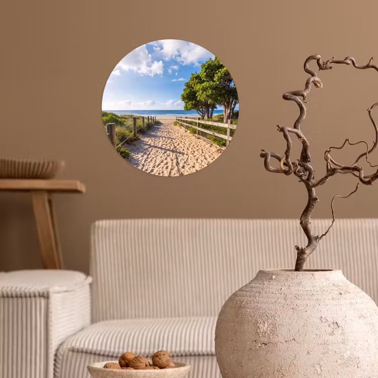 Strand - Zandpad - Oceaan - Natuur Wandcirkel behangsticker klein -sfeer1