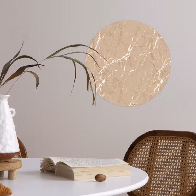 Beige - Marmer - Organisch - Wit Wandcirkel behangsticker klein 186 -sfeer3