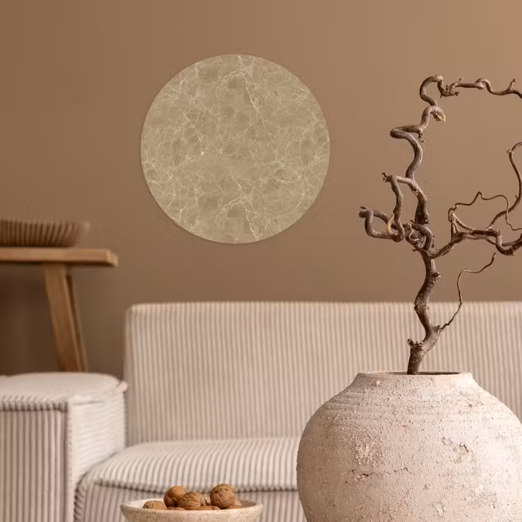 Beige - Marmer - Witte aders Wandcirkel behangsticker klein 186 -sfeer1