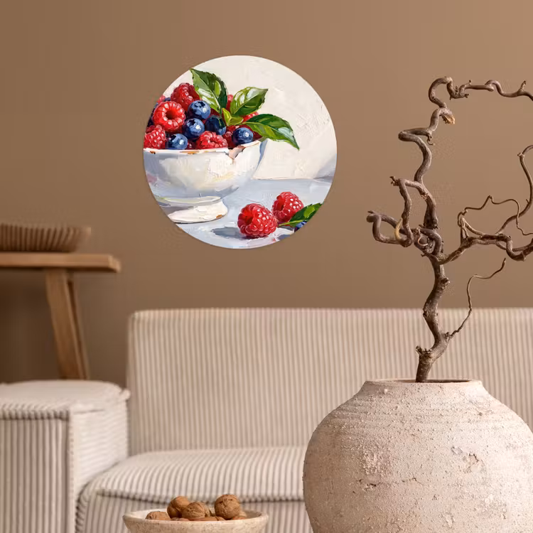 Wallpaper Circle - Berries - Bowl - Food - Bessen - Kom - Eten Wandcirkel behangsticker klein