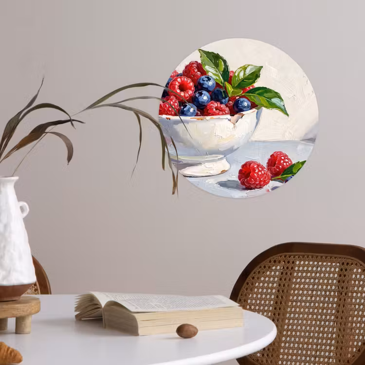 Wallpaper Circle - Berries - Bowl - Food - Bessen - Kom - Eten Wandcirkel behangsticker klein