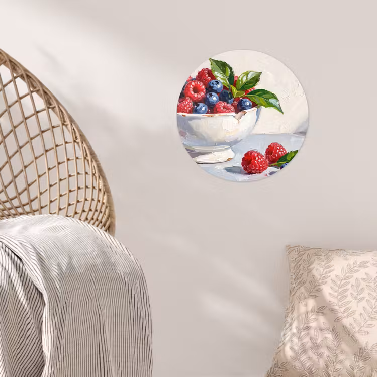 Wallpaper Circle - Berries - Bowl - Food - Bessen - Kom - Eten Wandcirkel behangsticker klein