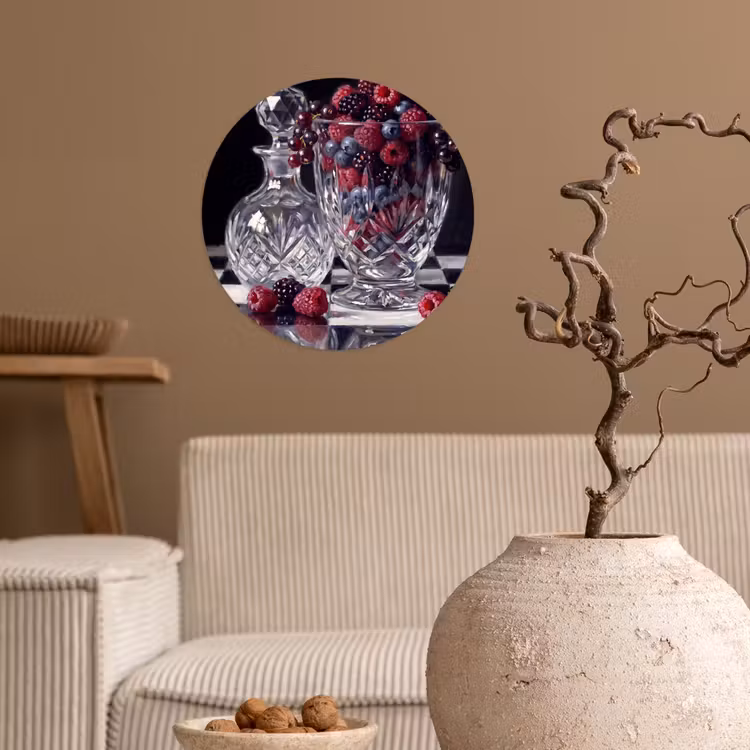 Wallpaper Circle - Berries - Crystal - Still Life - Bessen - Kristal - Stilleven Wandcirkel behangsticker klein