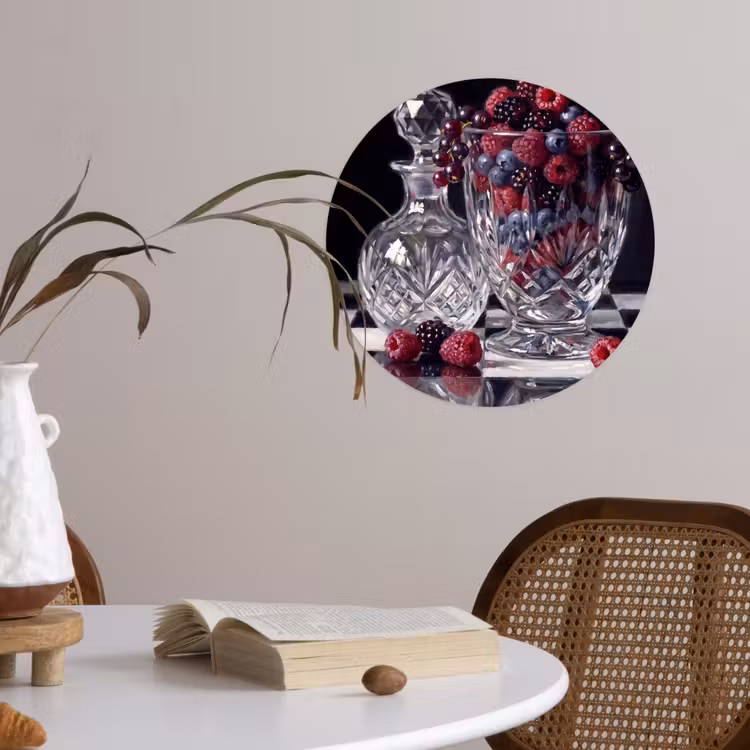 Wallpaper Circle - Berries - Crystal - Still Life - Bessen - Kristal - Stilleven Wandcirkel behangsticker klein