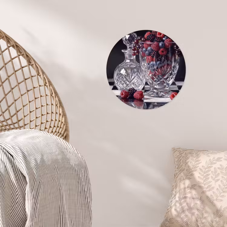Wallpaper Circle - Berries - Crystal - Still Life - Bessen - Kristal - Stilleven Wandcirkel behangsticker klein