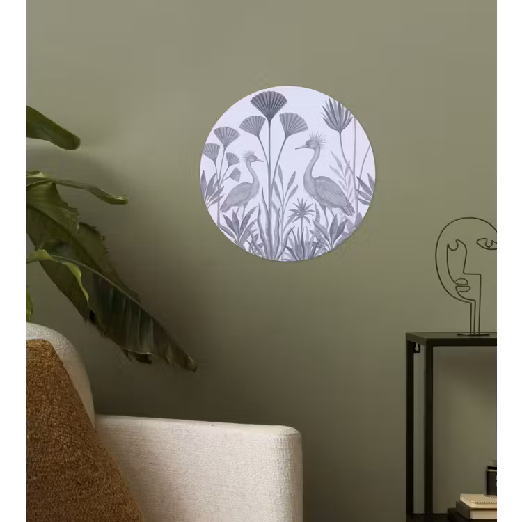 Vogel - Tropisch - Illustratie - Blauwgrijs - Natuur Wandcirkel behangsticker klein -sfeer2