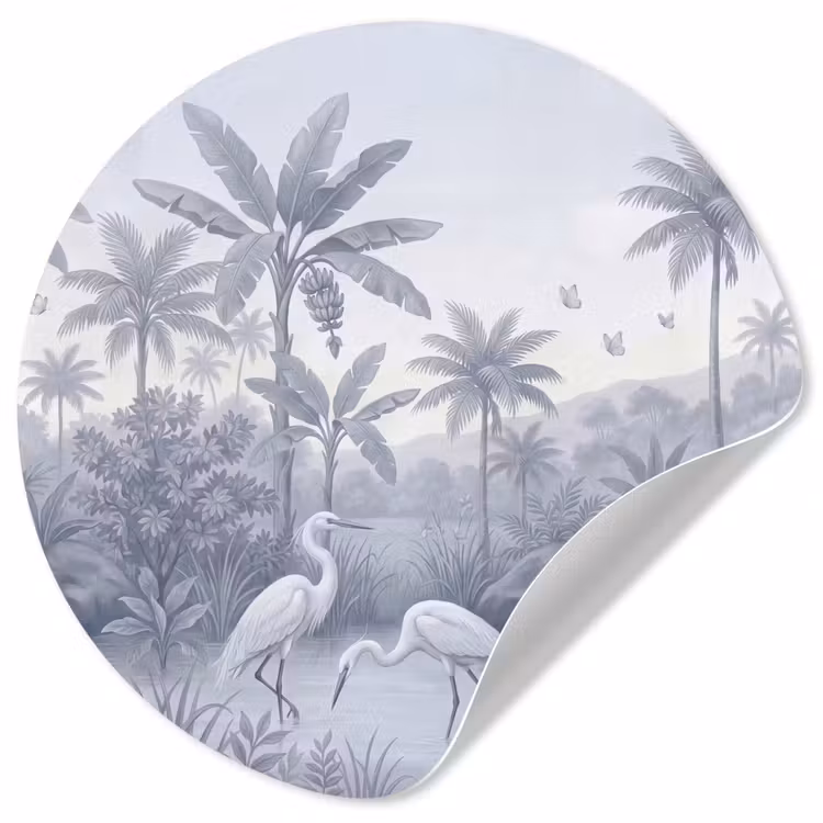 Vogel - Water - Tropisch - Natuur - Blauw Wandcirkel behangsticker klein -3d
