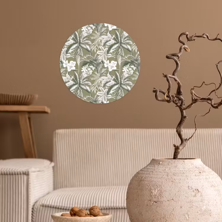 Botanisch - Bloemen - Groen Wandcirkel behangsticker klein 186 -sfeer1