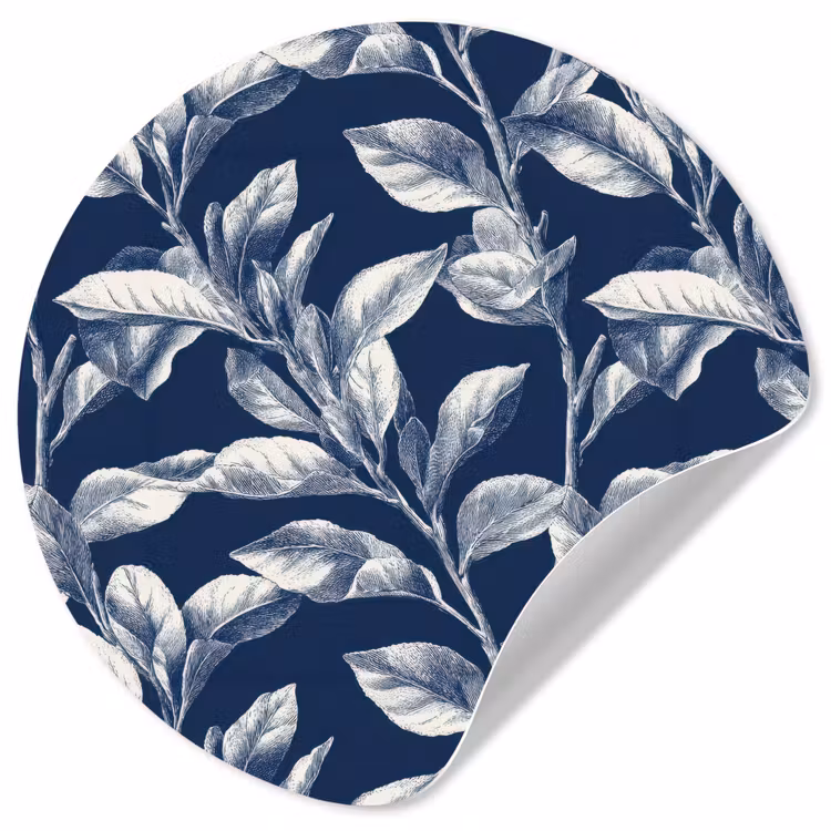 Botanisch - Patroon - Blauw Wandcirkel behangsticker klein 186 -3d