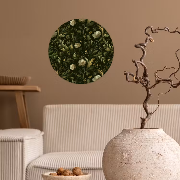 Botanisch - Naadloos - Bloemen Wandcirkel behangsticker klein 186 -sfeer1