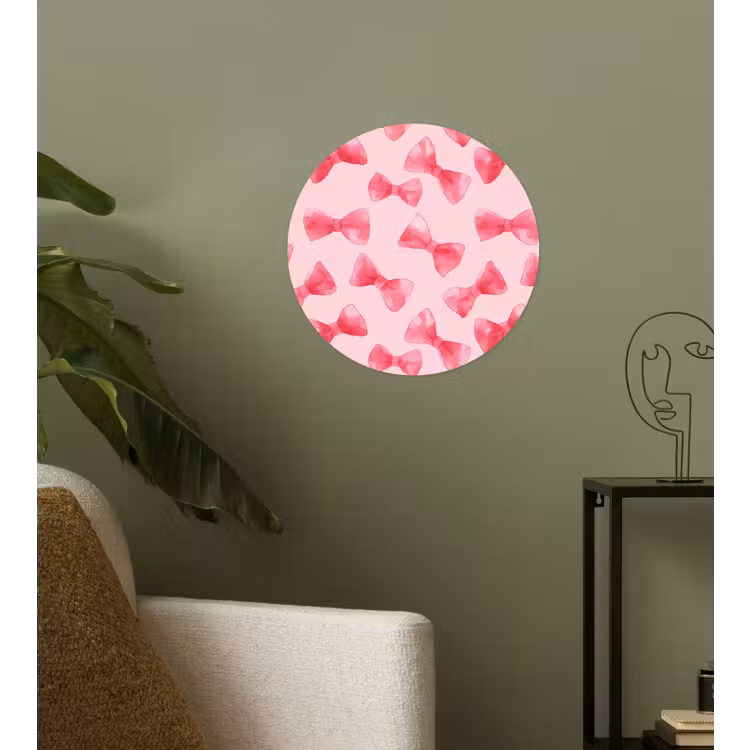 Strikken - Aquarel - Roze Wandcirkel behangsticker klein 186 -sfeer2