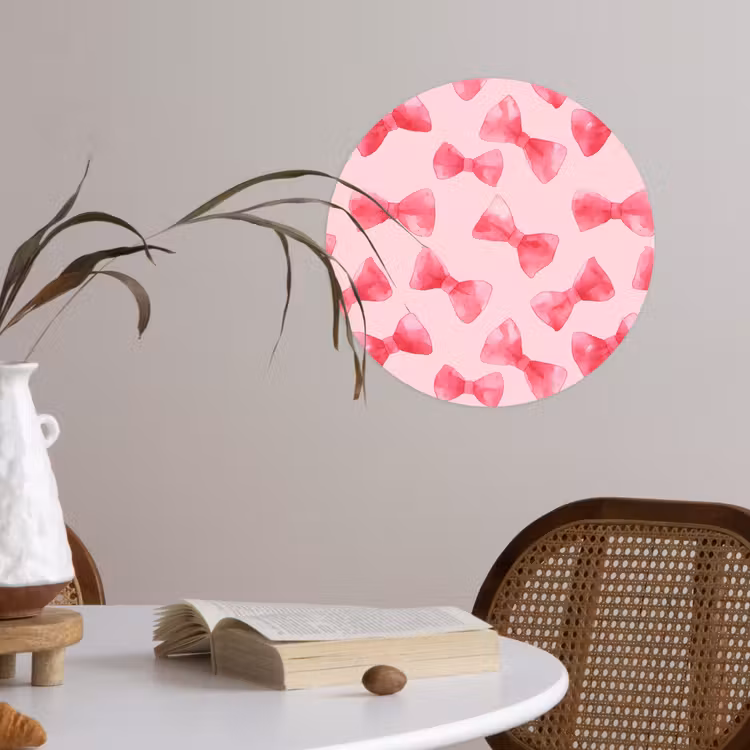 Strikken - Aquarel - Roze Wandcirkel behangsticker klein 186 -sfeer3
