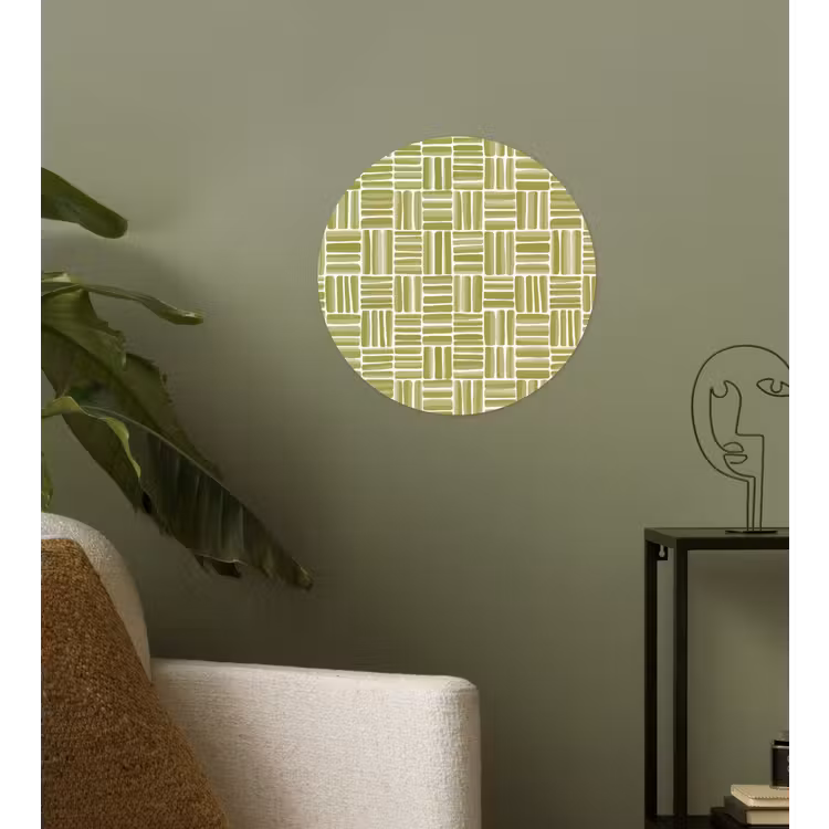 Vlecht - Patroon - Groen Wandcirkel behangsticker klein 186 -sfeer2