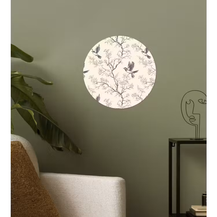 Takken - Vogels - Beige Wandcirkel behangsticker klein 186 -sfeer2