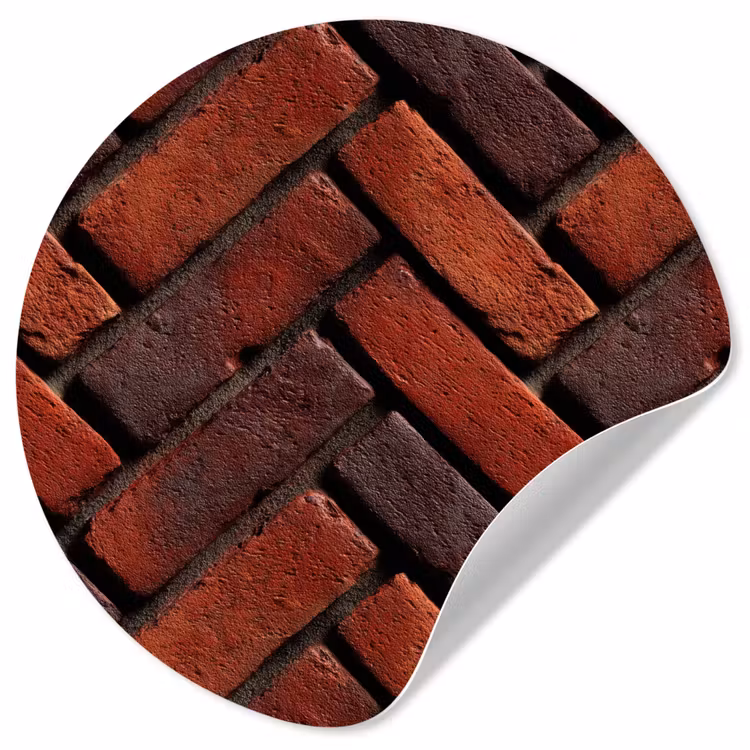 Bakstenen - Visgraat - Structuur - Roodbruin Wandcirkel behangsticker klein 186 -3d